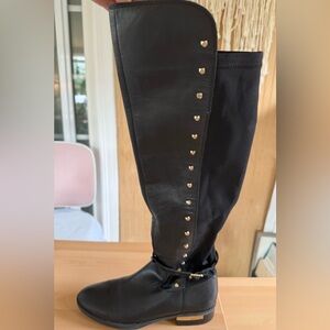 Vince Camuto Pelda Black Leather Over the Knee Boots